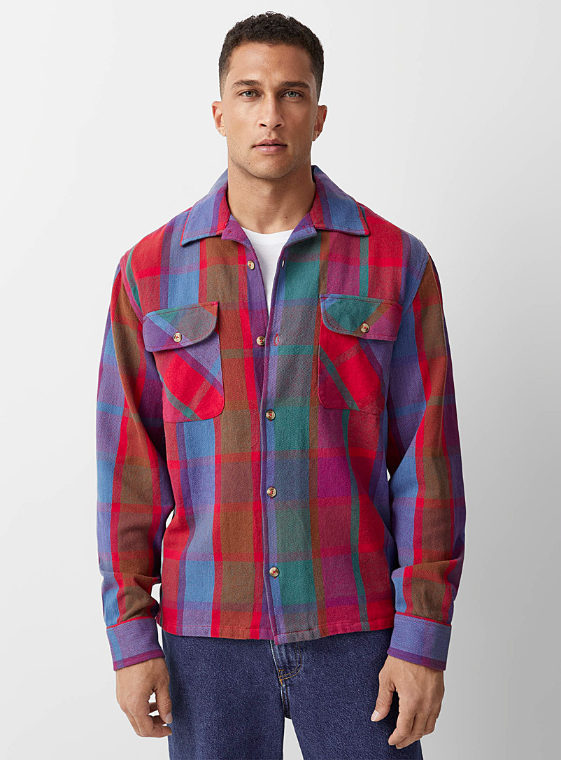 Le 31 Assorted Felted check overshirt for men