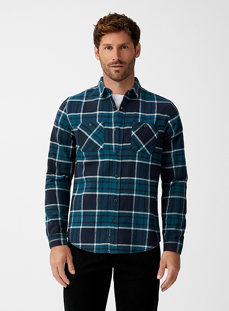 Rumors Marine Blue Check flannel shirt for men