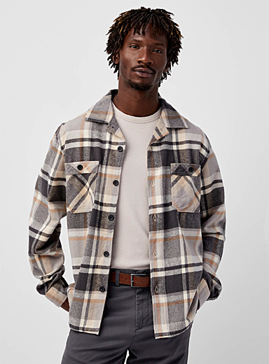Check flannel open-collar overshirt | Le 31 | Shop Men's Check & Plaid ...