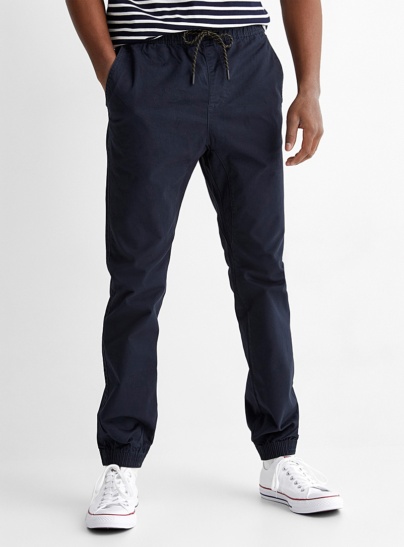 Le 31 Marine Blue Organic cotton jogger chinos Skinny fit for men