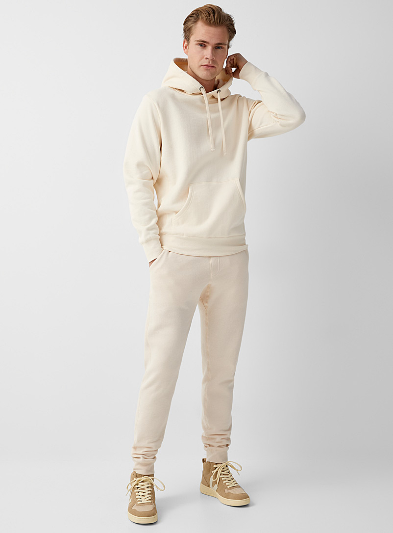 Le 31 Ivory White Eco-friendly minimalist fleece jogger for men