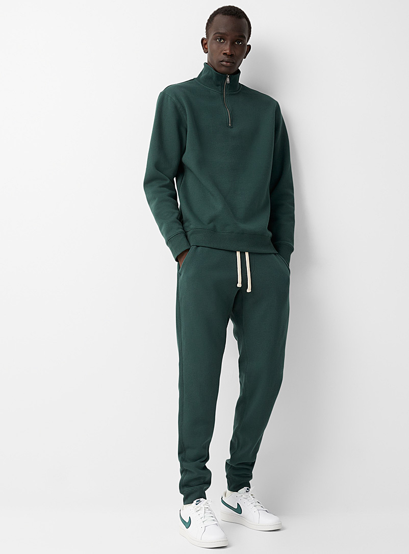 Le 31 Bottle Green Eco-friendly minimalist fleece sweatpant for men