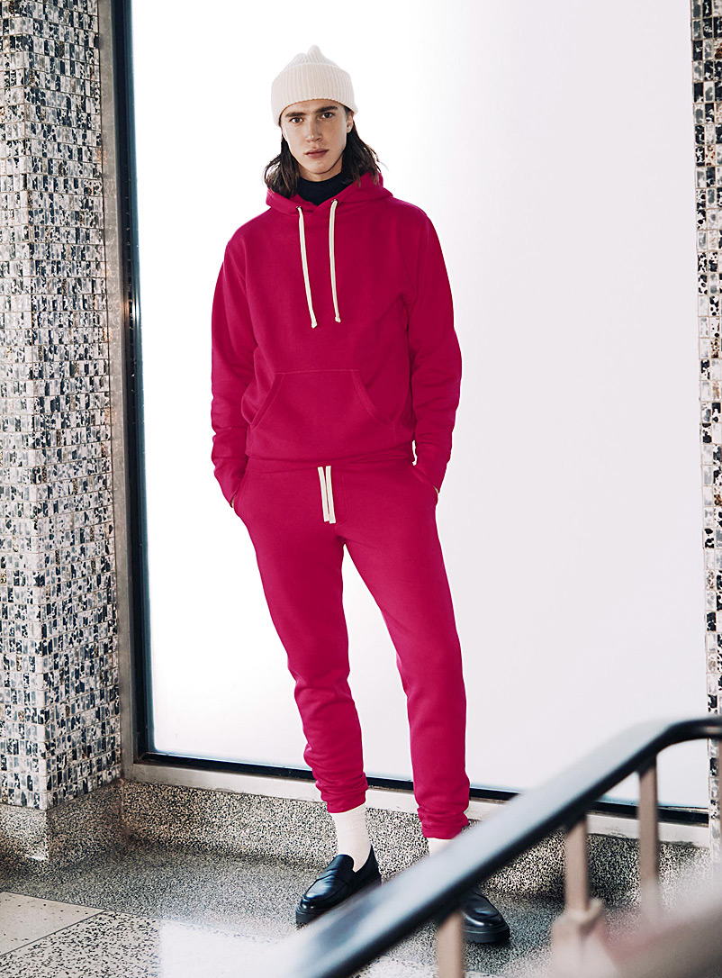Le 31 Medium Pink Eco-friendly minimalist fleece jogger for men
