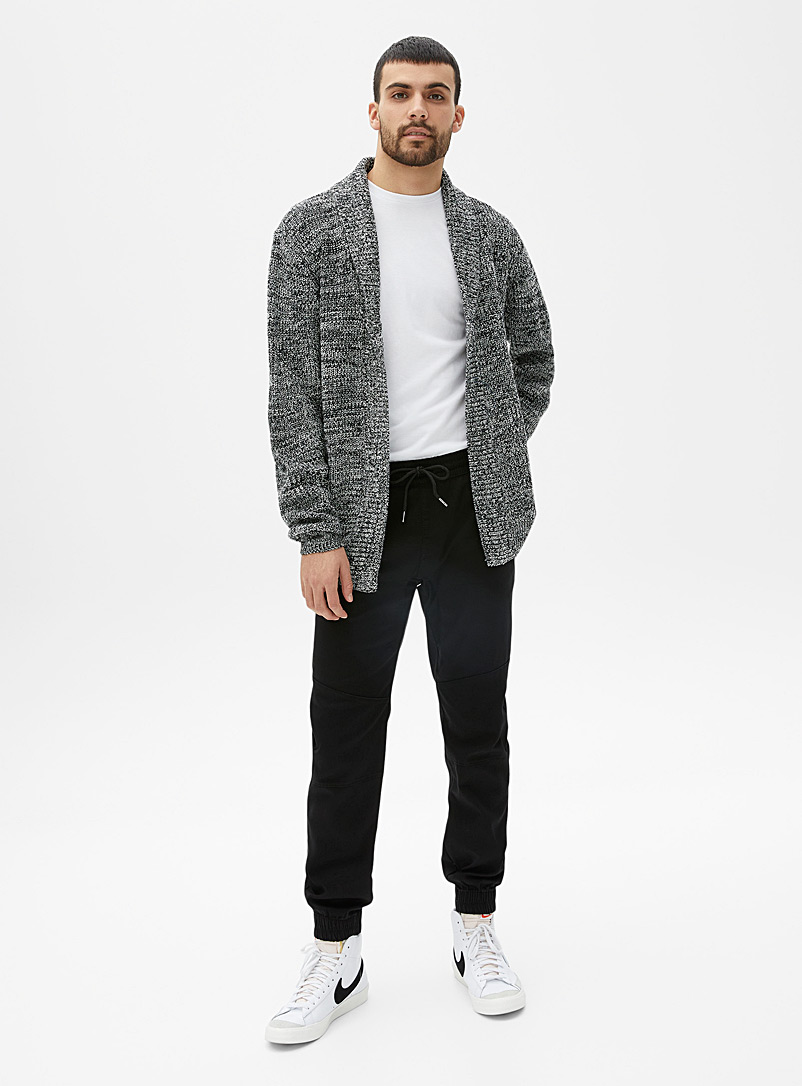 Le 31 Charcoal Shawl-collar open cardigan for men