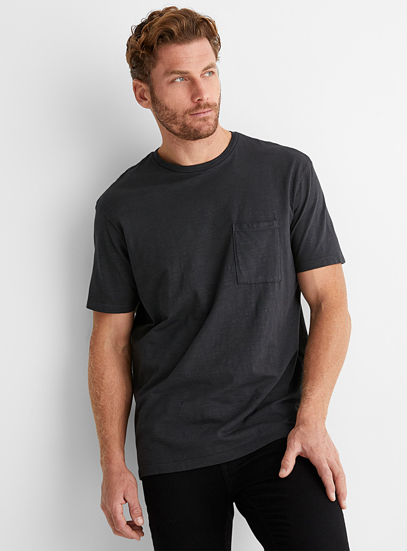 Le 31 Black Slub jersey pocket T-shirt for men