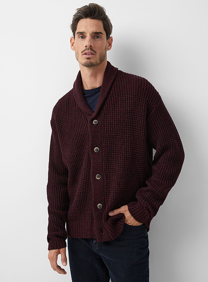 Waffle knit shawl-collar cardigan | Le 