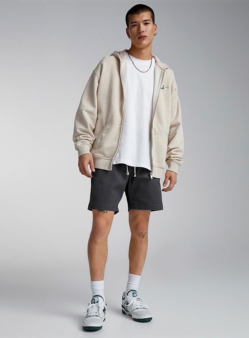 Djab: Le short pull-on twill extensible Charbon pour homme