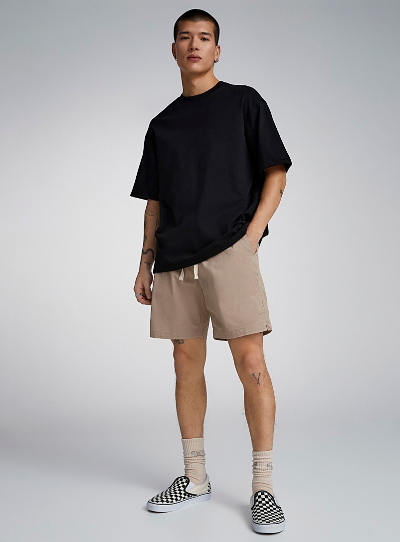Djab: Le short pull-on twill extensible Beige clair pour homme