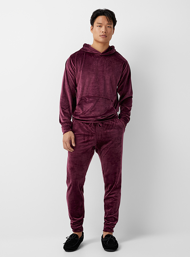 Le 31 Ruby Red Velvety lounge joggers for men