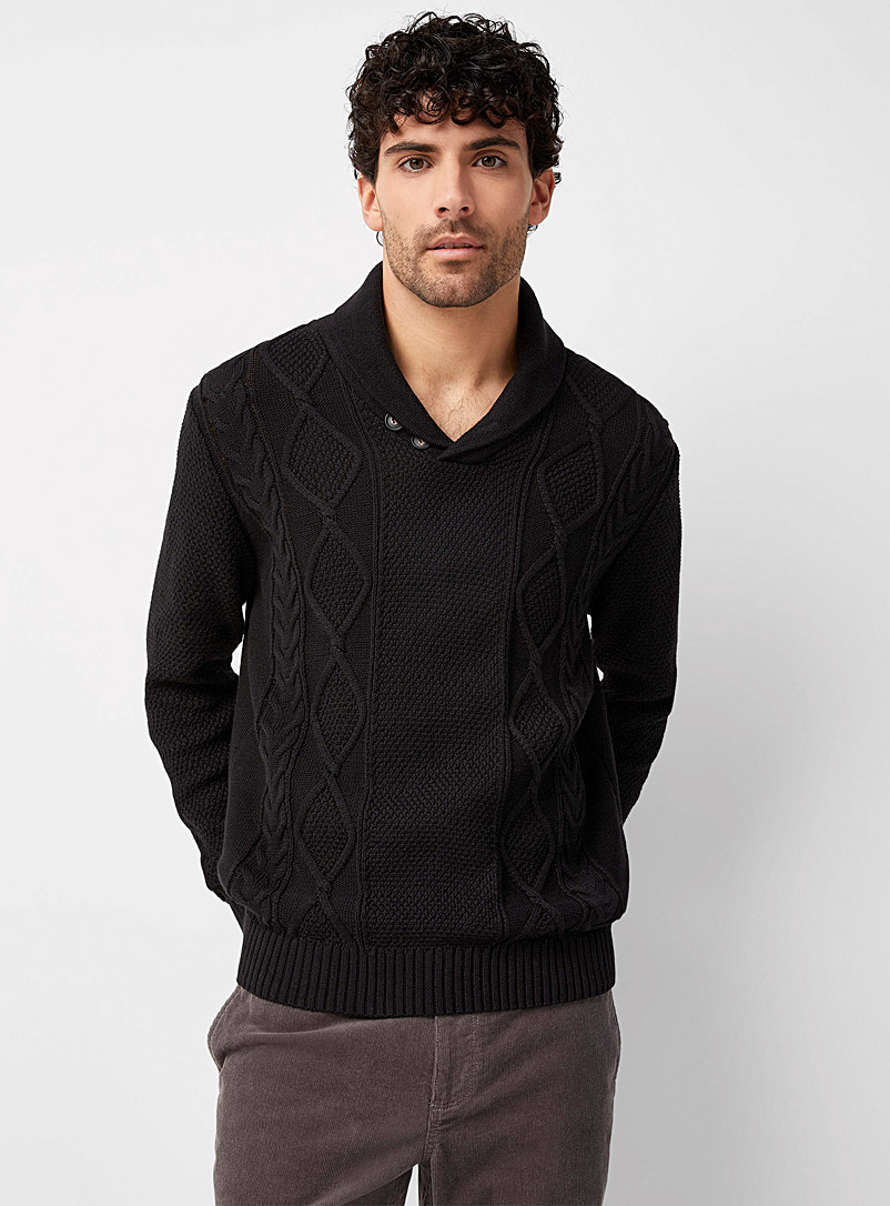 Embossed knit shawl-collar sweater | Le 31 | Shop Men's Shawl Collar ...