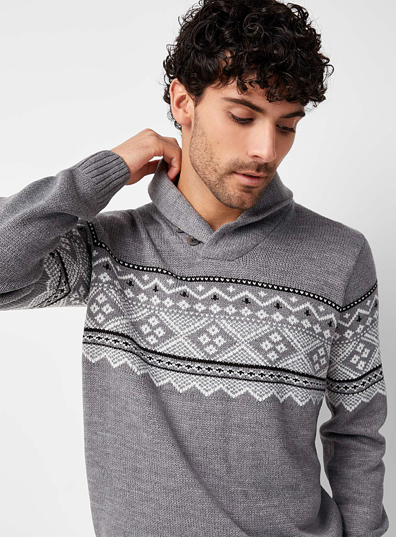 Shawl-collar jacquard sweater | Le 31 | Shop Men's Shawl Collar ...