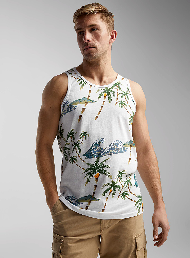 Rumors: La camisole imprimés tropicaux Blanc à motif pour homme