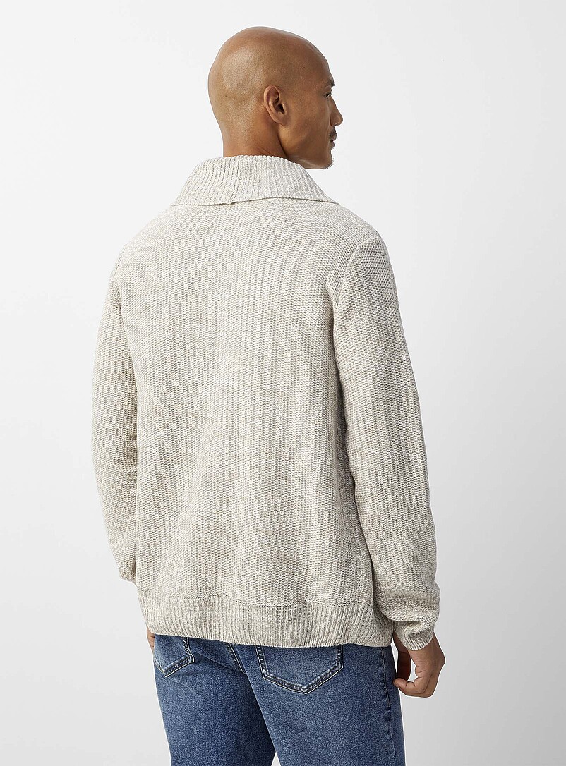 Le 31 Navy Heathered knit open cardigan for men