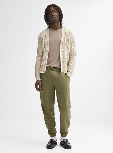 Le 31 Mossy Green Fleece joggers for men
