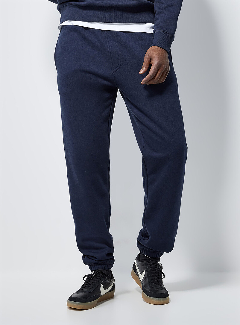 Le 31: Le jogger envers molletonn&eacute; Bleu marine - Bleu nuit pour homme