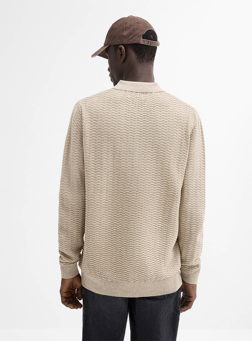 Le 31: Le polo tricot chevrons relief Charbon pour homme