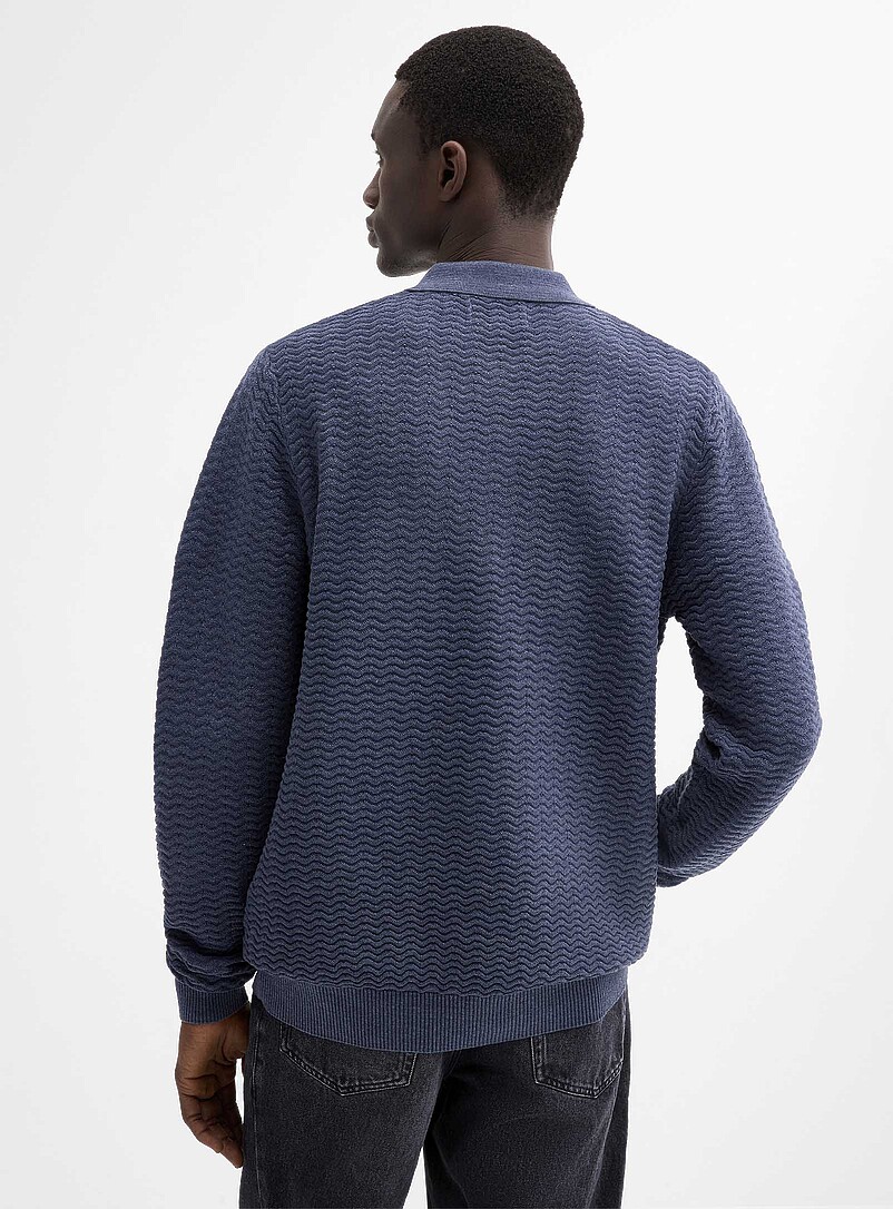 Le 31: Le polo tricot chevrons relief Charbon pour homme