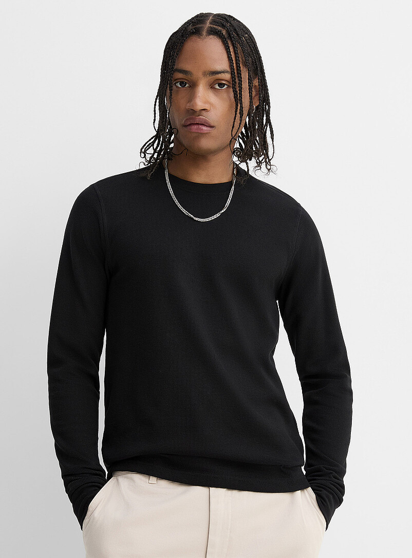 Crew-neck waffle T-shirt | Djab | Shop Men's Long Sleeve T-Shirts