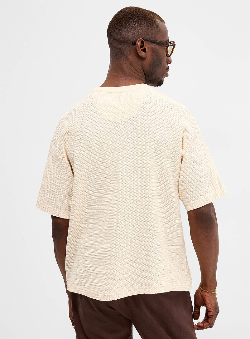 Herringbone textured knit T-shirt | Le 31 | Shop Men's Short