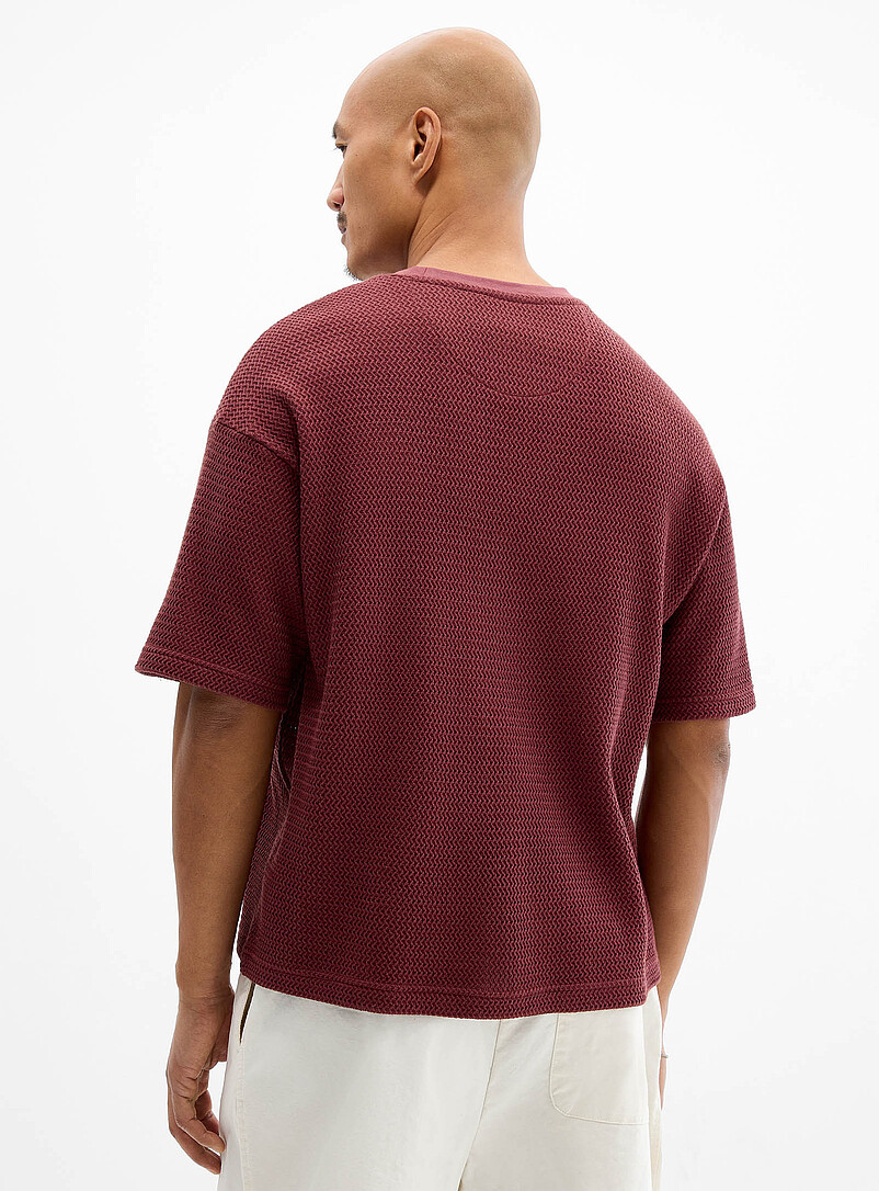 Herringbone textured knit T-shirt | Le 31 | Shop Men's Short