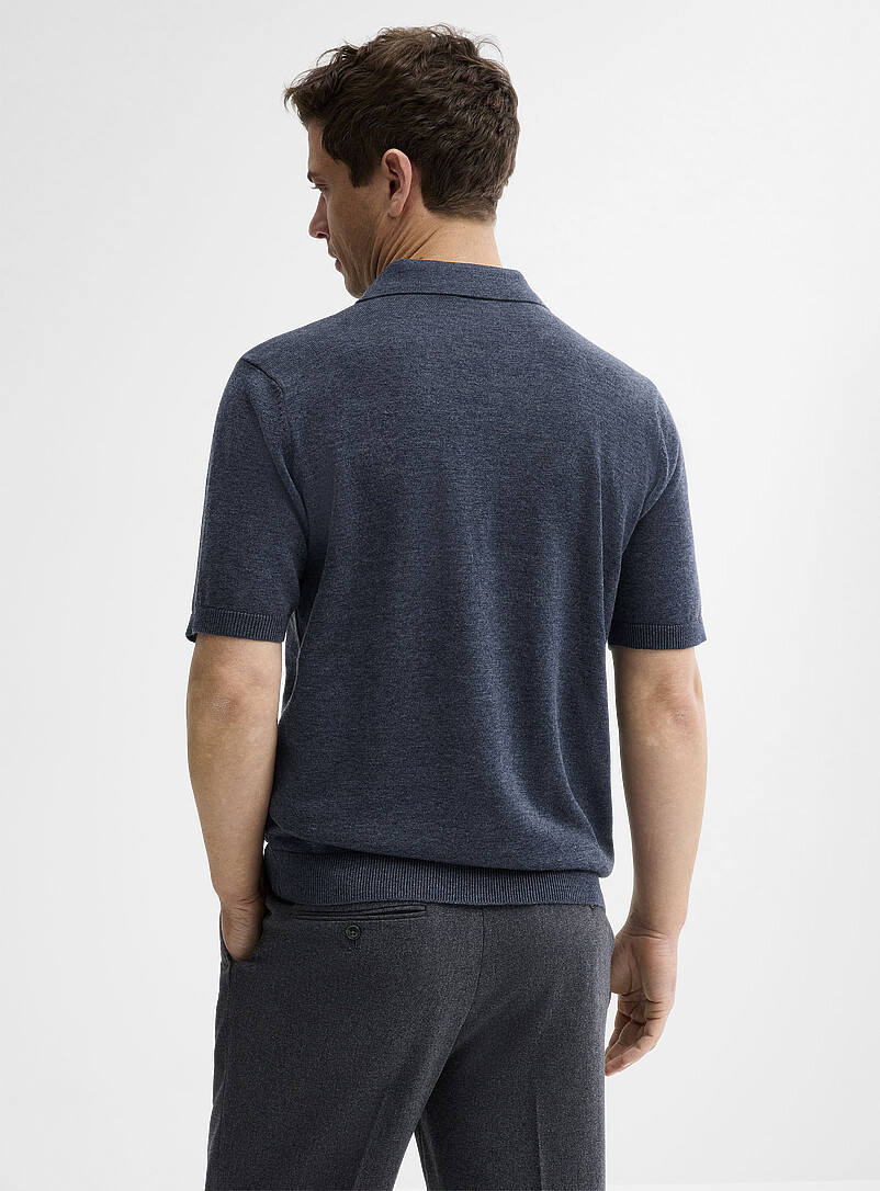 Le 31 Ecru/Linen Organic cotton knit polo for men
