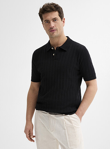 Le polo tricot c&ocirc;tes plates