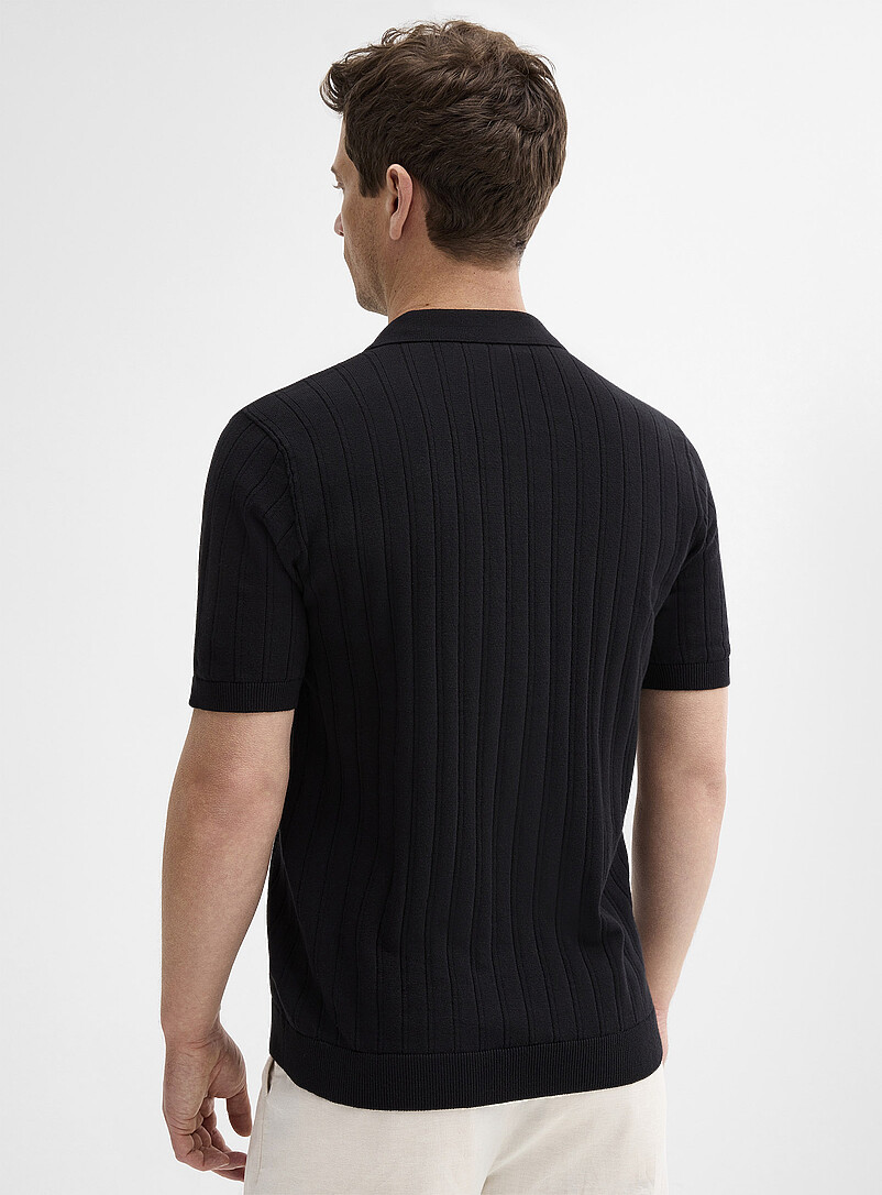 Le 31 Slate Blue Flat-rib knit polo for men