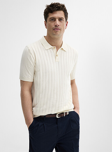 Le polo tricot c&ocirc;tes plates