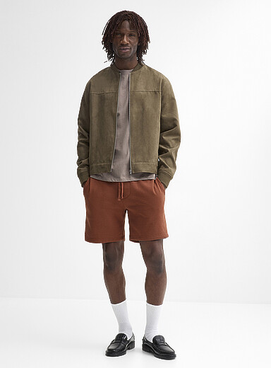 Le 31 Brown Fleece-lined short <b>Inseam: 7" (18 cm)</b> for men