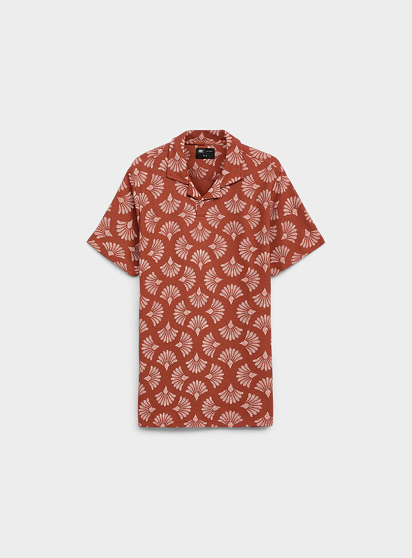 Le 31: Le polo col Johnny imprim&eacute; &eacute;ventail g&eacute;o Noir pour homme