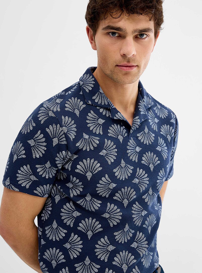 Le 31: Le polo col Johnny imprim&eacute; &eacute;ventail g&eacute;o Noir pour homme