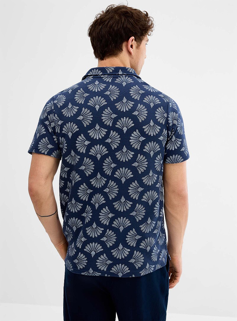 Le 31: Le polo col Johnny imprim&eacute; &eacute;ventail g&eacute;o Noir pour homme