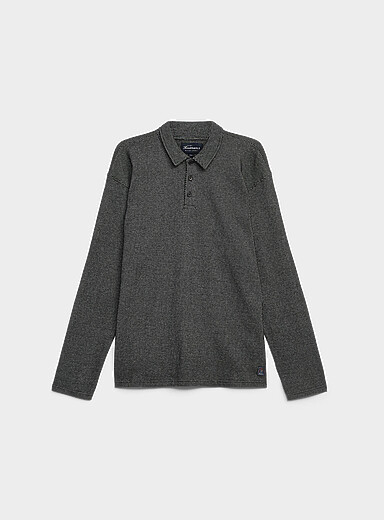 Le 31: Le polo textur&eacute; deux tons Noir pour homme
