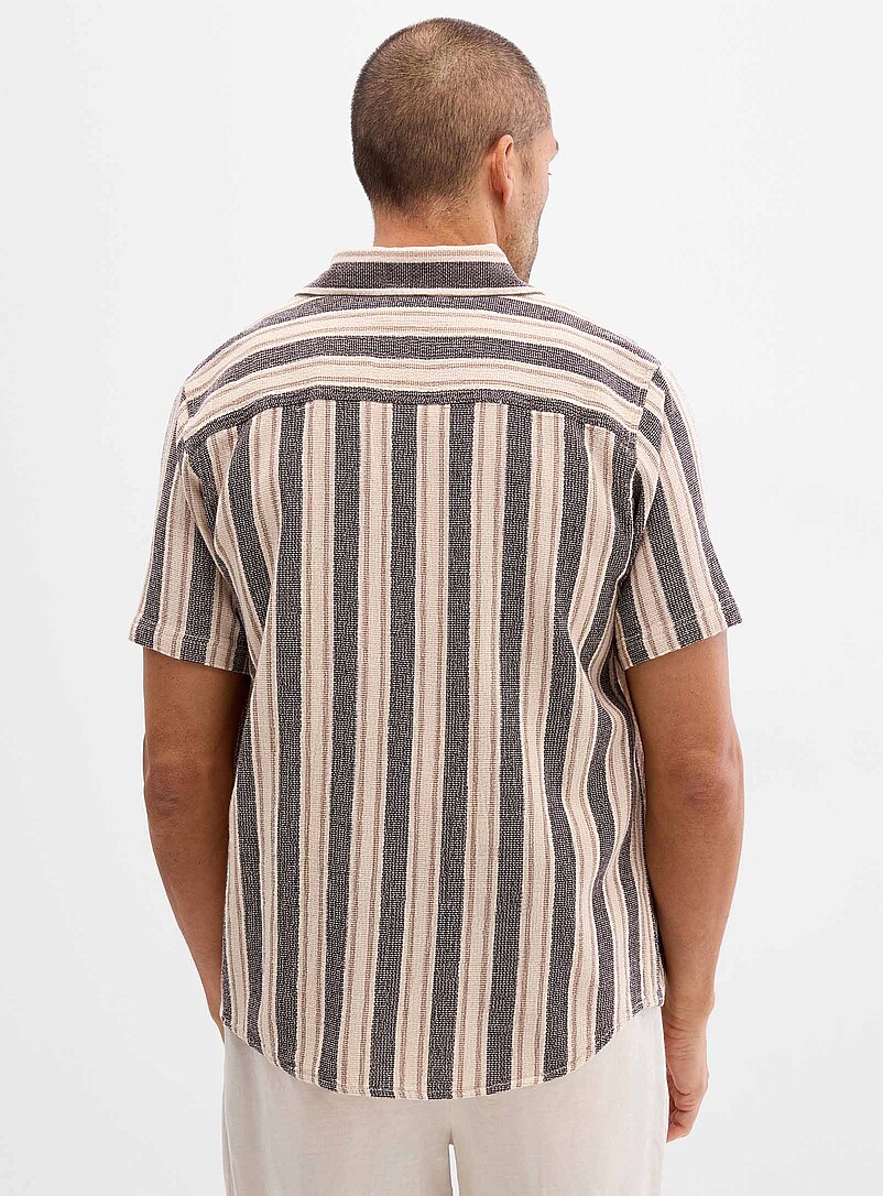 Le 31 Off White Vertical stripe knit shirt <b>Comfort fit</b> for men