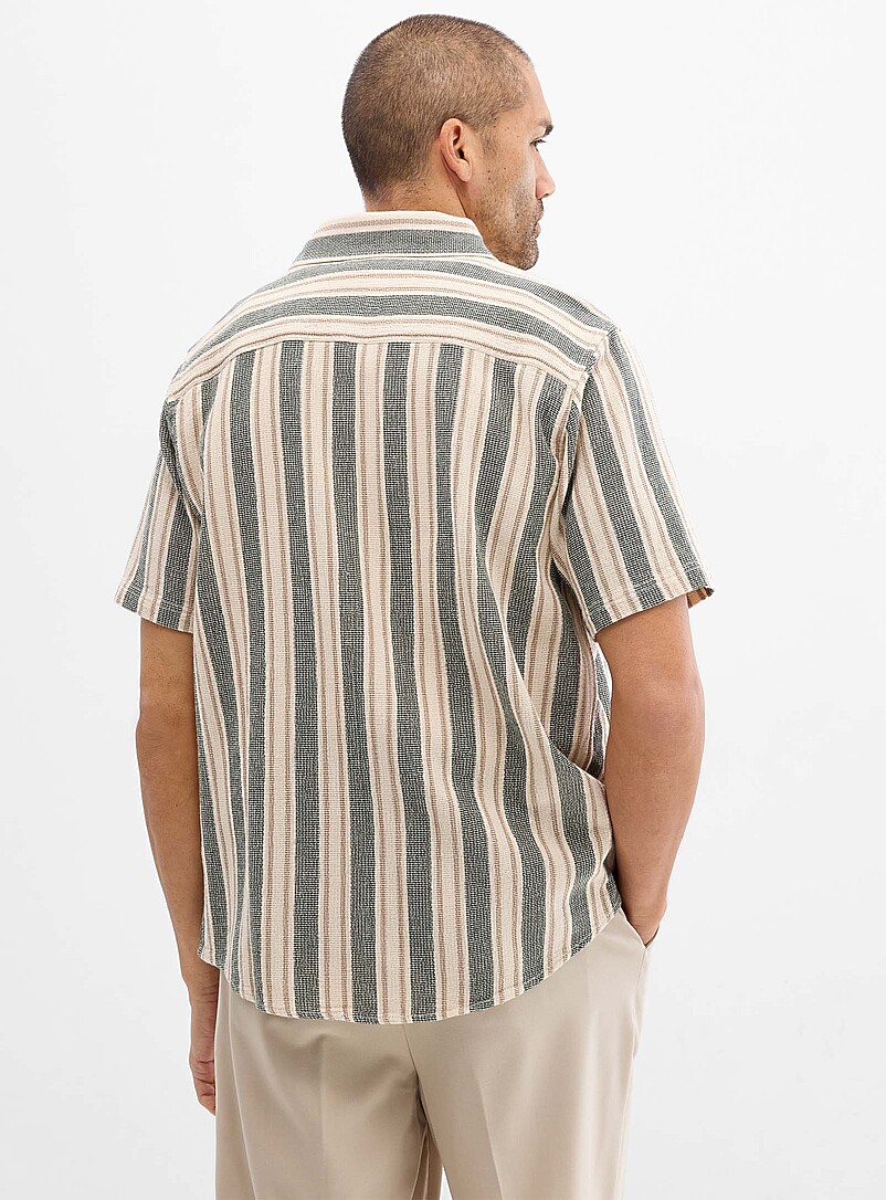 Le 31 Off White Vertical stripe knit shirt <b>Comfort fit</b> for men