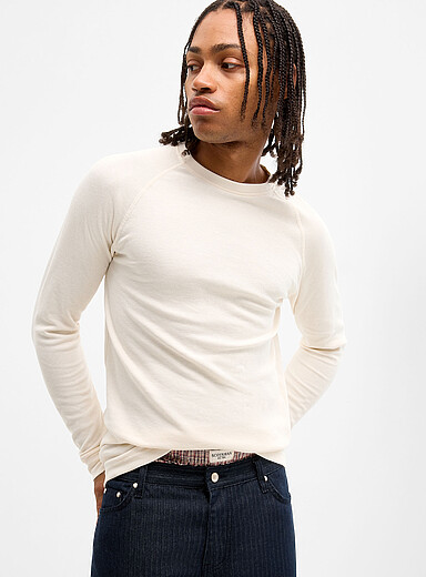 Long raglan-sleeve waffle T-shirt