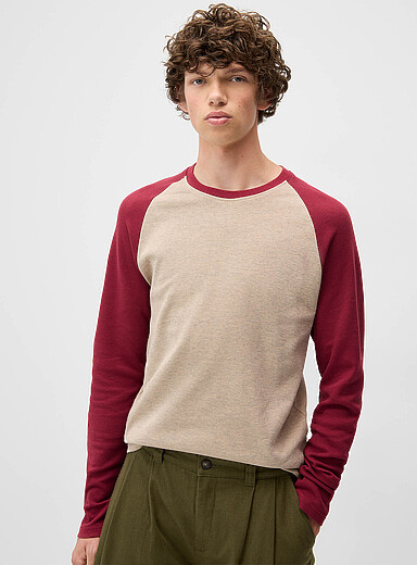 Djab Burgundy Waffled baseball T-shirt for men