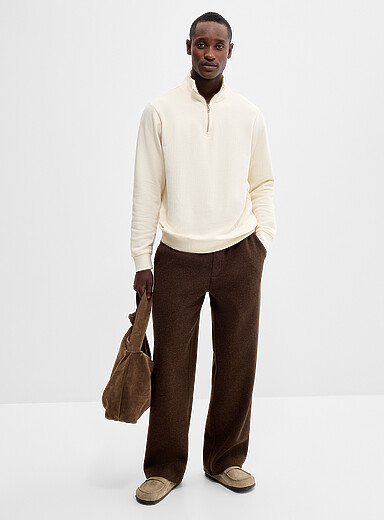 Le 31 Off White Embossed geo zip-neck sweatshirt for men