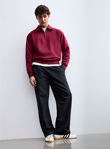Le 31: Le pantalon ample envers molletonn&eacute; Noir pour homme