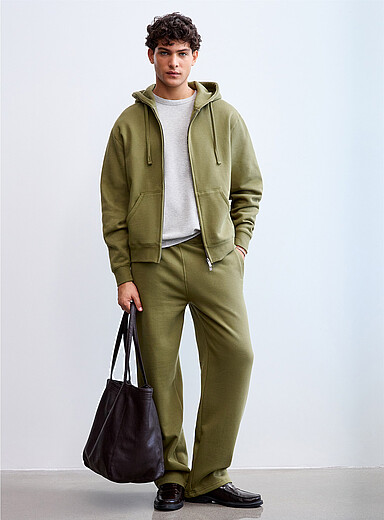 Le 31: Le pantalon ample envers molletonn&eacute; Vert olive pour homme