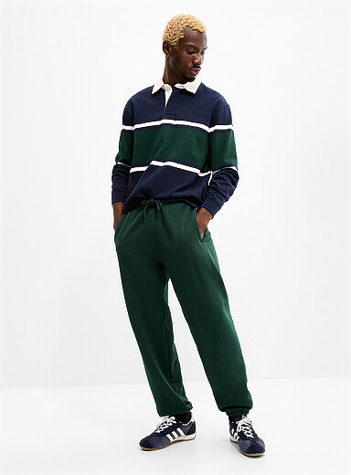 Le 31 Mossy Green Brushed-underside joggers for men