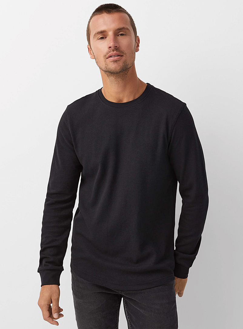 Crew-neck waffle T-shirt, Le 31, Shop Men's Long Sleeve T-Shirts Online