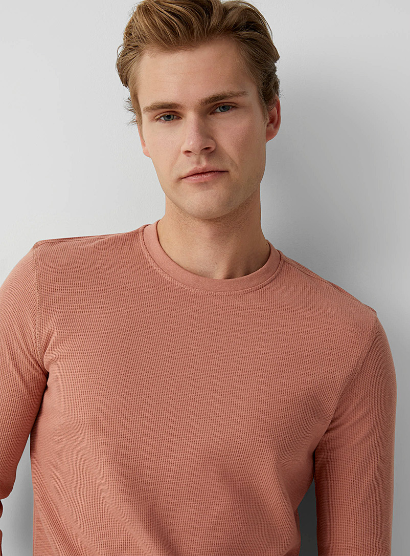 Le 31 Pink Crew neck waffle T-shirt for men