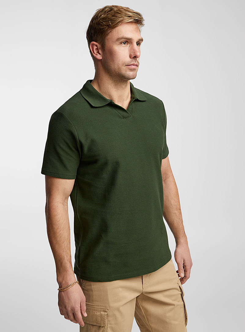 Le 31 Green Johnny collar embossed polo for men