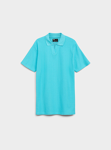 Zigzag jacquard Johnny collar polo