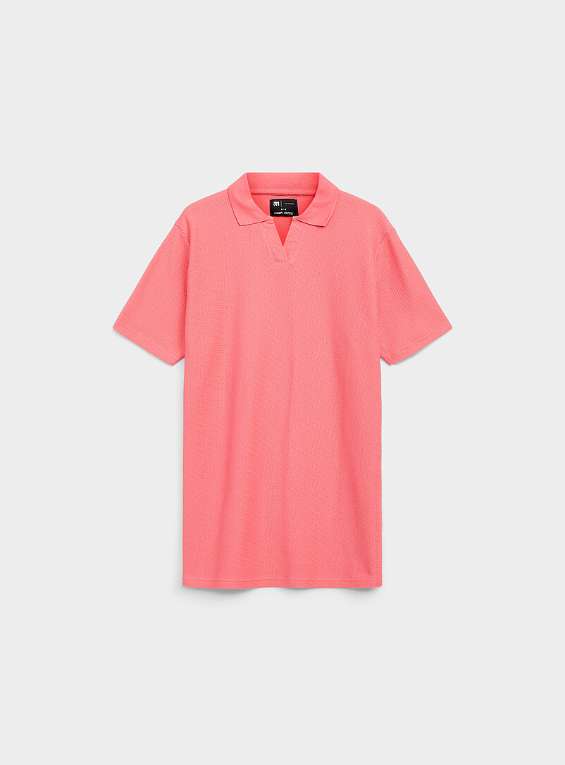 Le 31 Turquoise Zigzag jacquard Johnny collar polo for men