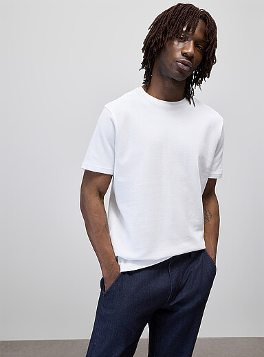 Herringbone-textured T-shirt