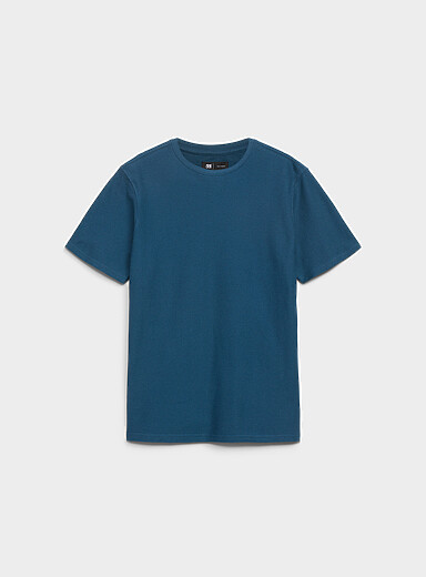 Le 31 Black Herringbone-textured T-shirt for men