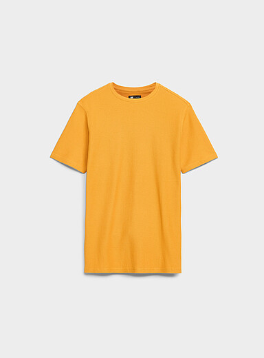 Le 31: Le t-shirt texture chevrons Jaune dor&eacute; pour homme
