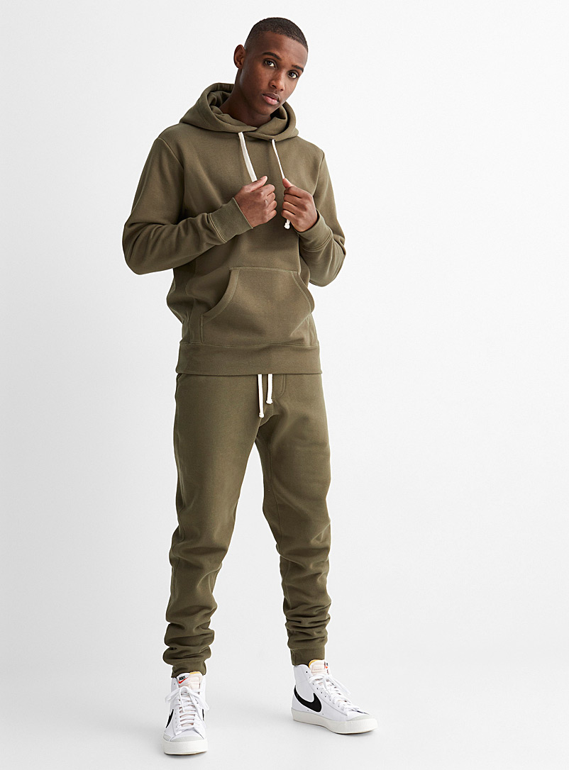 Le 31 Khaki Eco-friendly minimalist hoodie for men